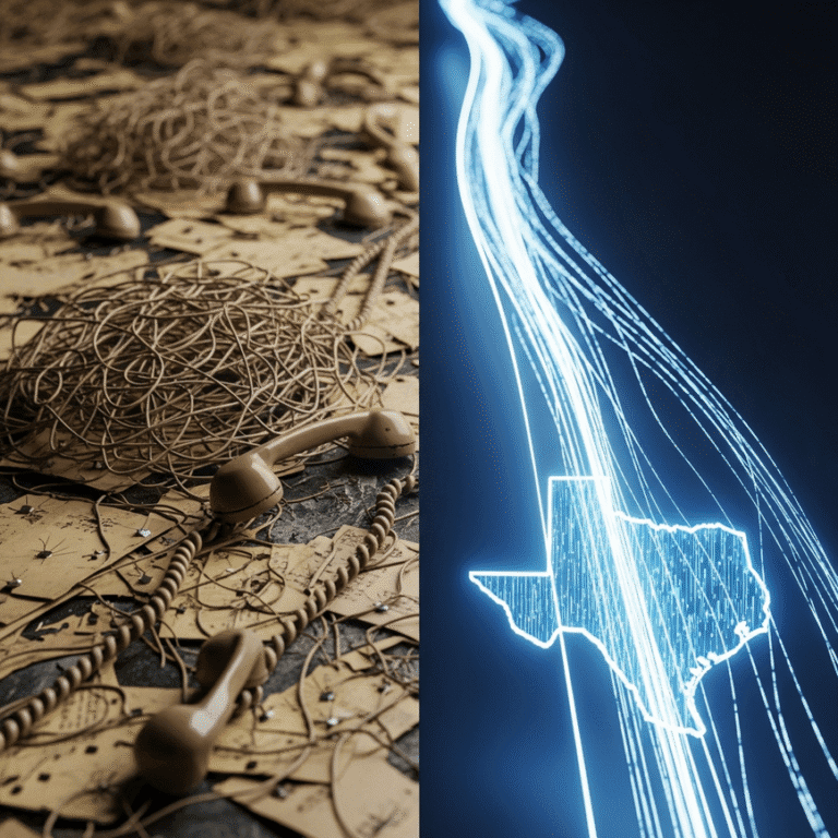 A visual metaphor showing a messy pile of old paper leads transforming into a clean, digital pipeline of exclusive final expense leads for Texas insurance agents.