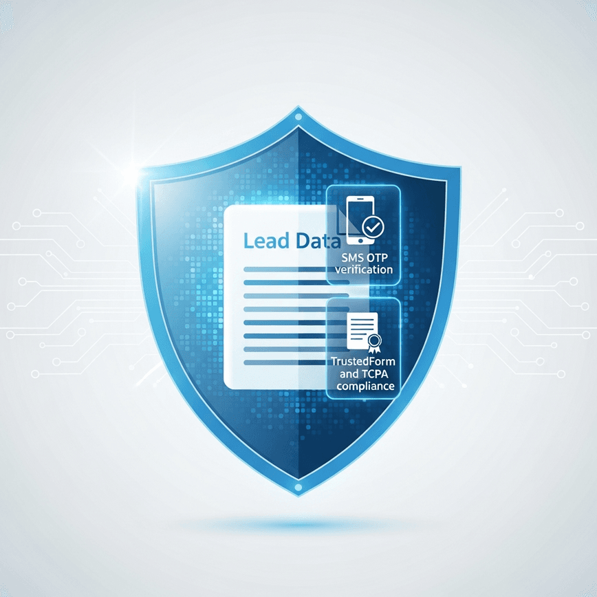 To visually represent the concepts of lead verification and compliance, highlighting the security and quality provided by Stallion Leads through SMS OTP and TrustedForm.