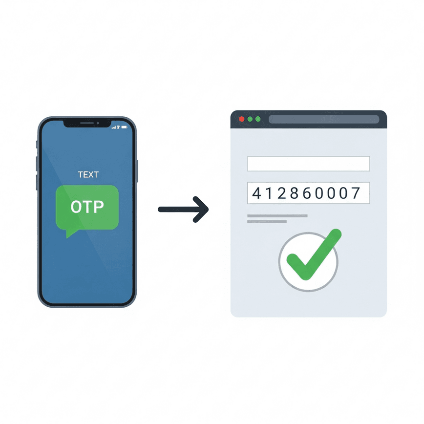 To illustrate the SMS verification (OTP) process, showing how it confirms a user's identity and intent.