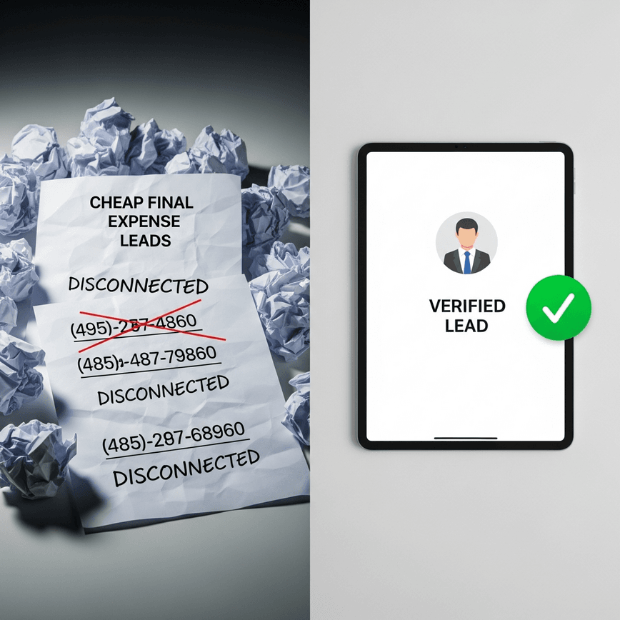 To visually contrast the inefficiency and frustration of 'cheap' leads with the value and clarity of high-quality, verified leads.