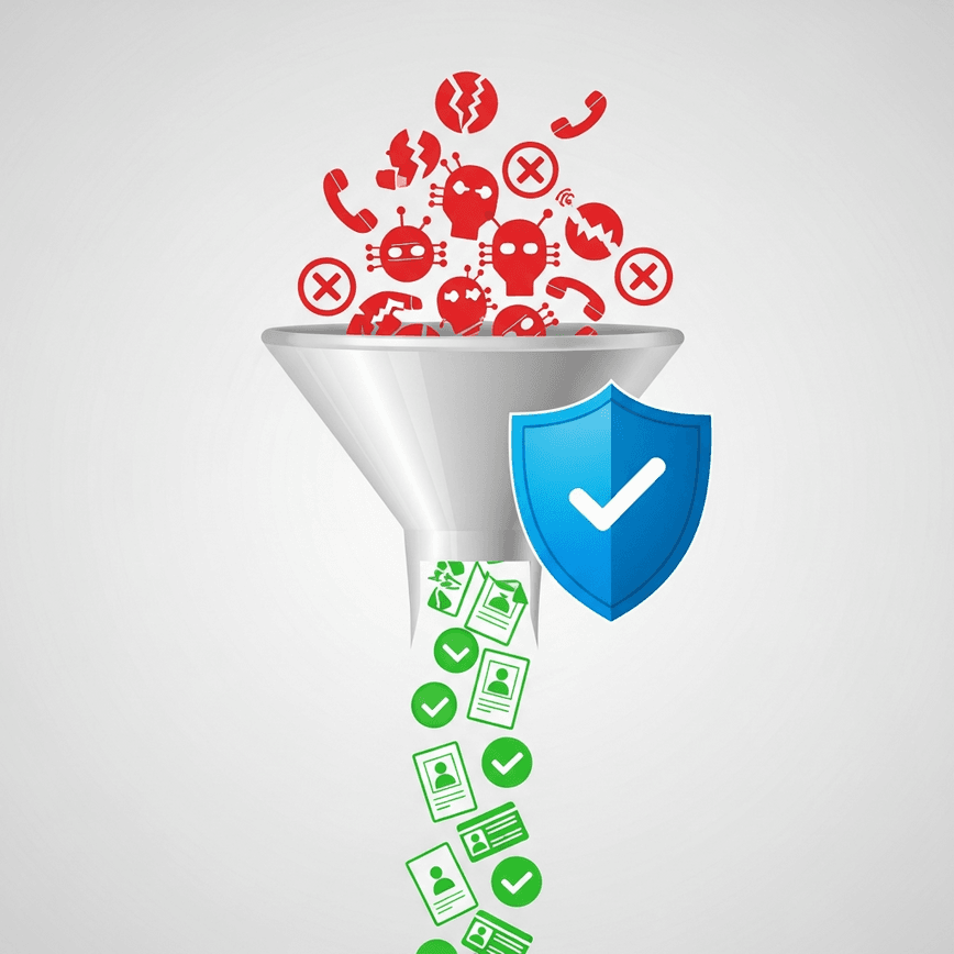 To illustrate the concept of data verification and lead hygiene, showing how a good provider filters out bad data to deliver contactable prospects.