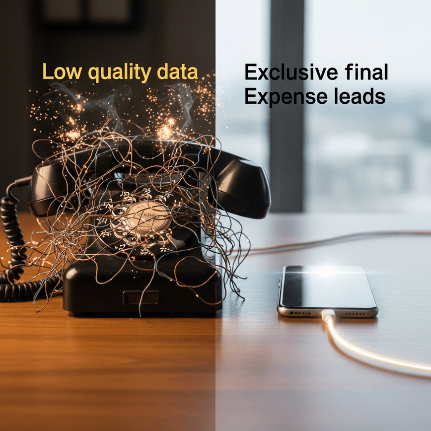 To abstractly represent the psychological toll and frustration of working with low-quality data versus the clarity and efficiency of using exclusive leads.